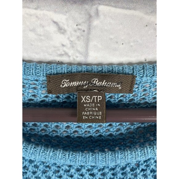 TOMMY BAHAMA Women's Blue Ombre Linen Blend Loose Knit Long Sleeve Swim Cover XS - Picture 3 of 5